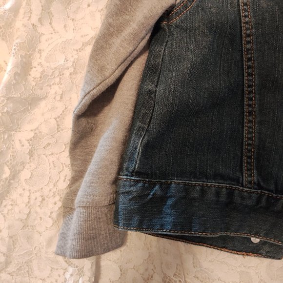 Denim Fleece Hooded Hoodie Trucker Jacket boys 7/8 Roebuck & co - Picture 6 of 10